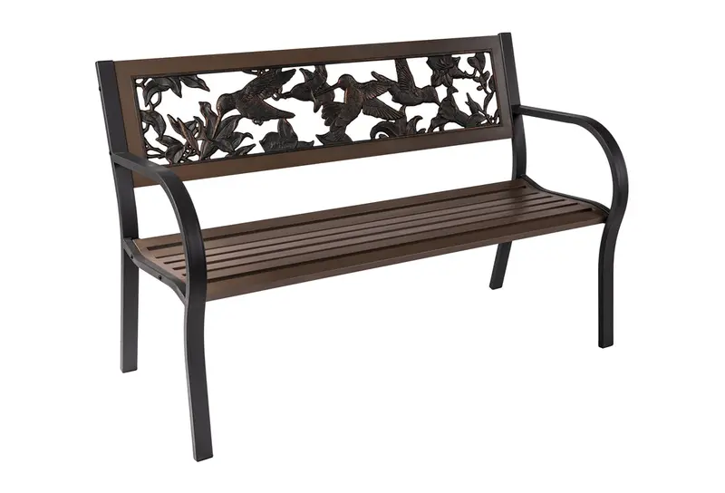 Ornamental Steel Tube Bench with Hummingbird Design