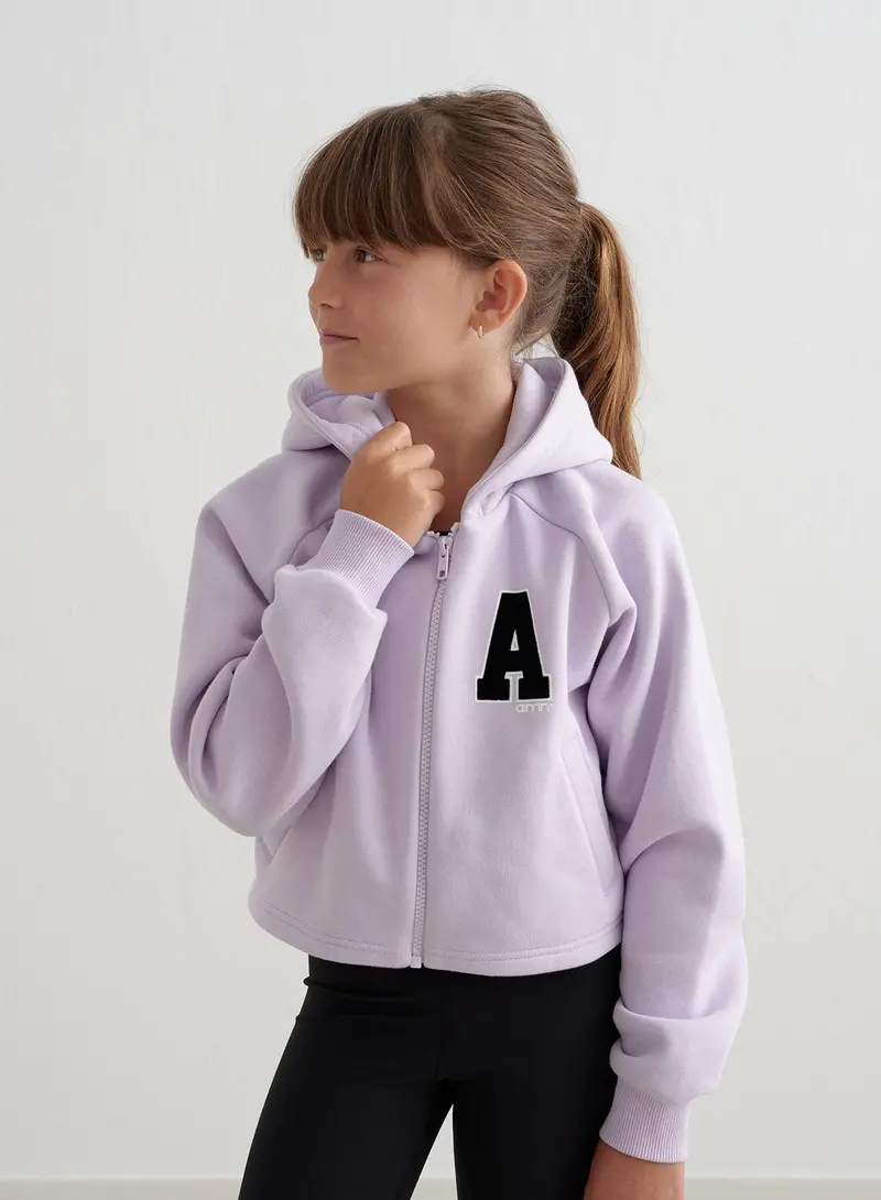Pale Lavender Youth Zip-Up Hooded Sweatshirt