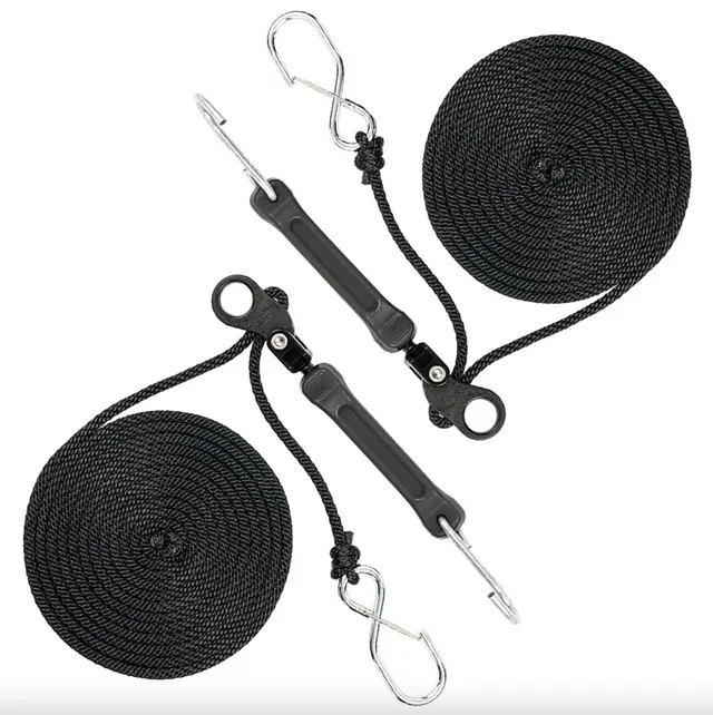 Perfect Tie Down 12-Foot Rope-Lock w/ Integrated Bungee – Black (2-Pack)