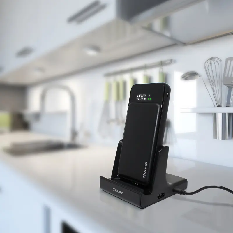 PowerUp 2-in-1 Qi Wireless Power Bank & Desktop Charger – Black