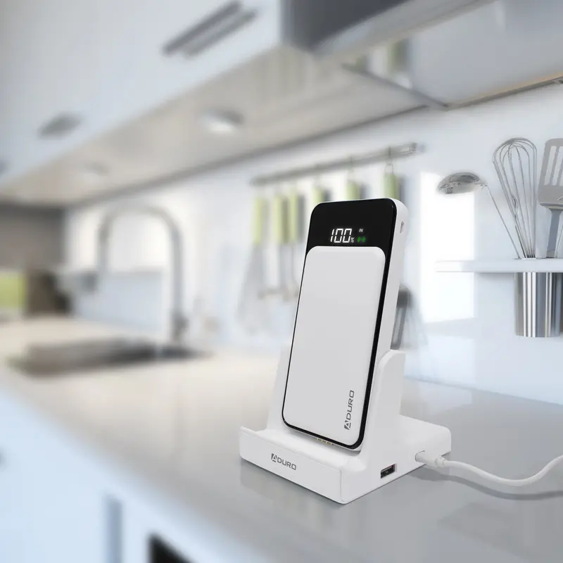 PowerUp 2-in-1 Qi Wireless Power Bank & Desktop Charger – White