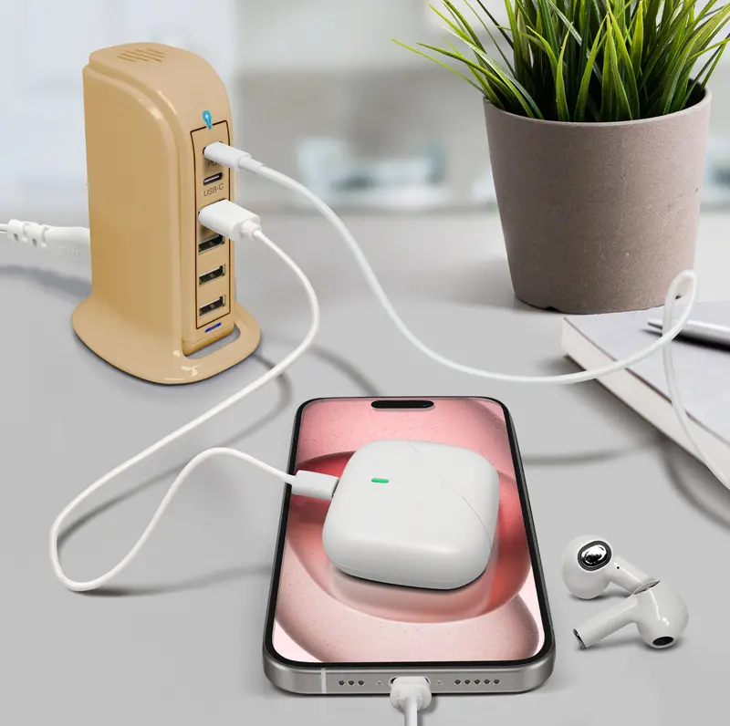 PowerUp PD Power Tower Charging Station – Caramel Multi-Port Hub