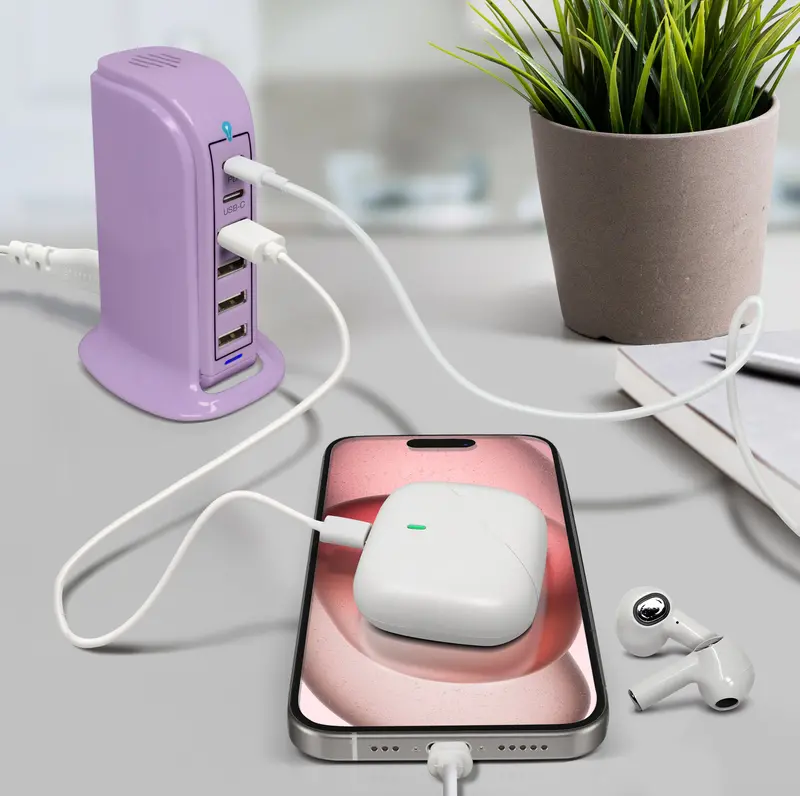 PowerUp PD Power Tower Charging Station – Lavender Multi-Port Hub