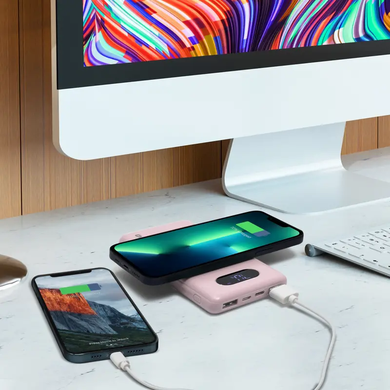 PowerUp Shine 10,000mAh Power Bank with Wireless Charging & Dual USB Ports