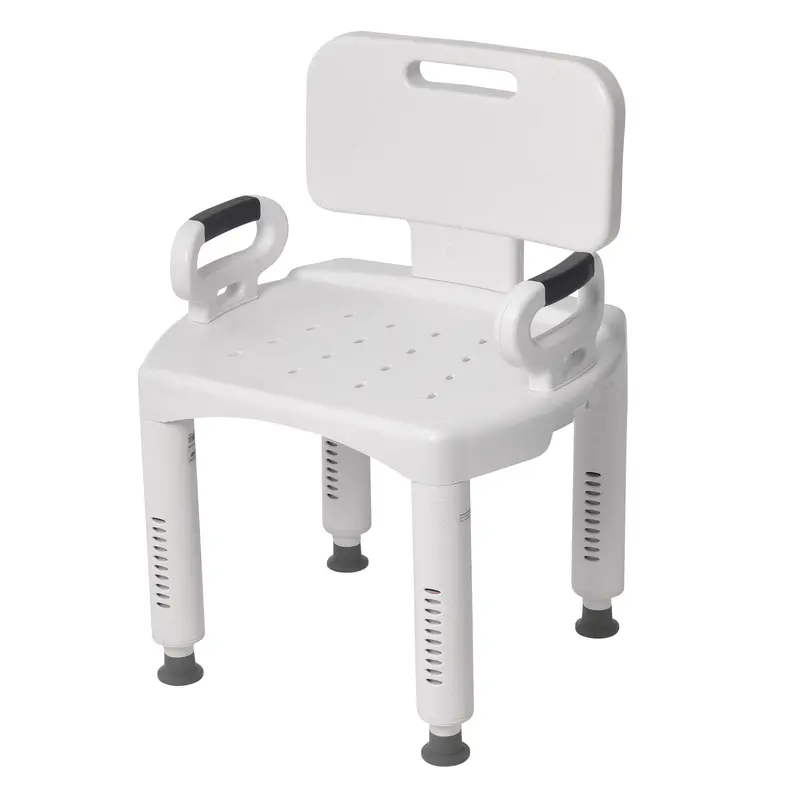 Premium Shower Chair with Backrest and Armrests – Sturdy Aluminum Frame