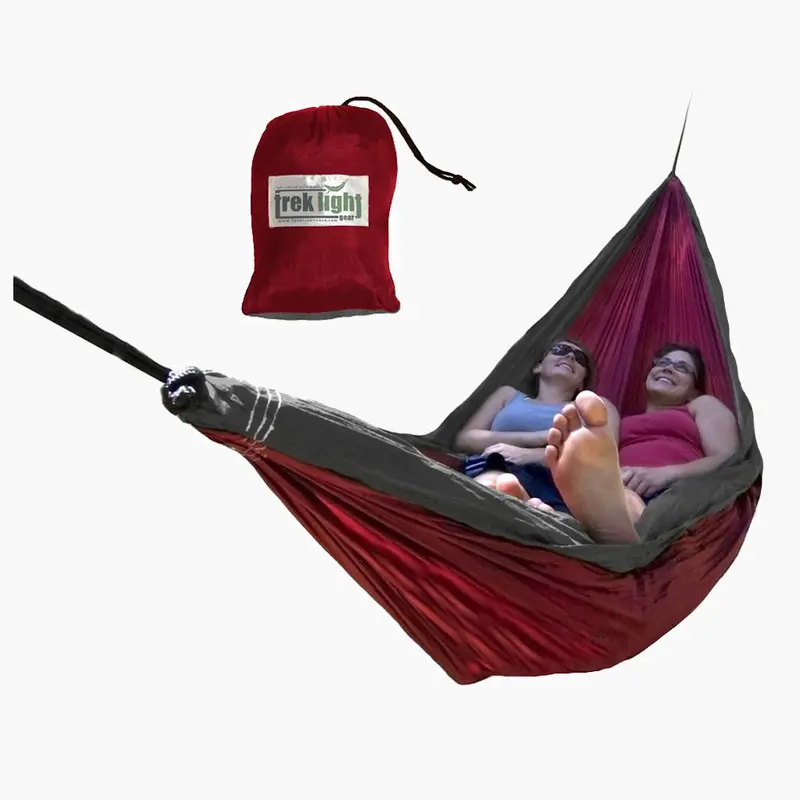 Red and Charcoal Double-Layer Hammock