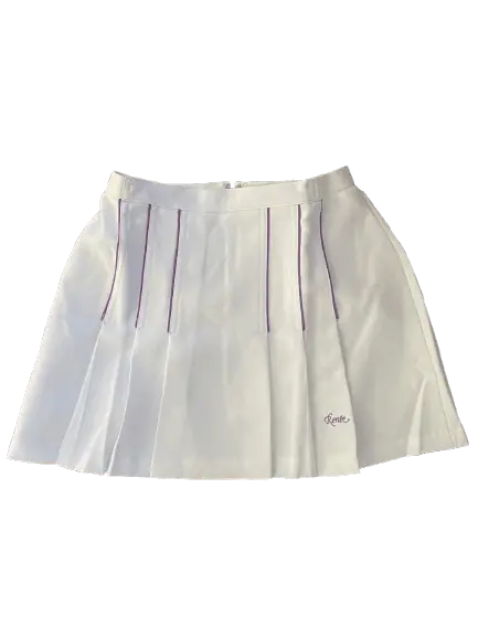 Renee Retro Tennis Pleated Skirt – Classic White and Purple Sportswear Design