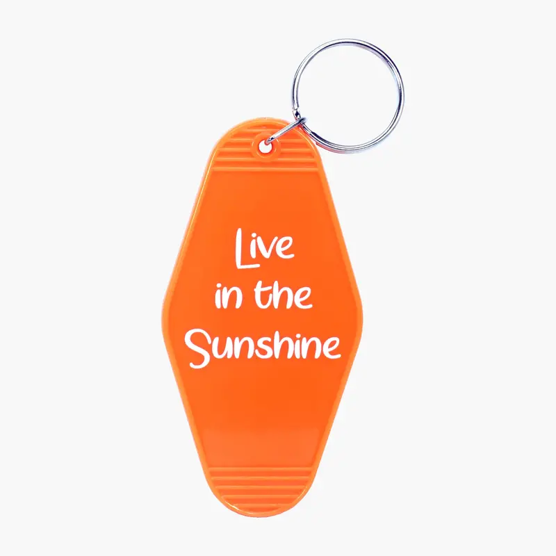 Retro Motel Keychain Tag with Sunshine Design