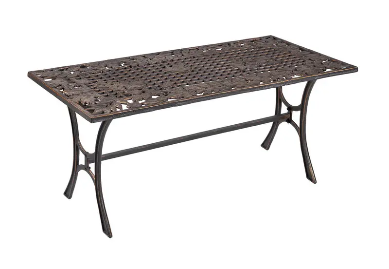 Rustic Outdoor Coffee Table with Leaf Motif