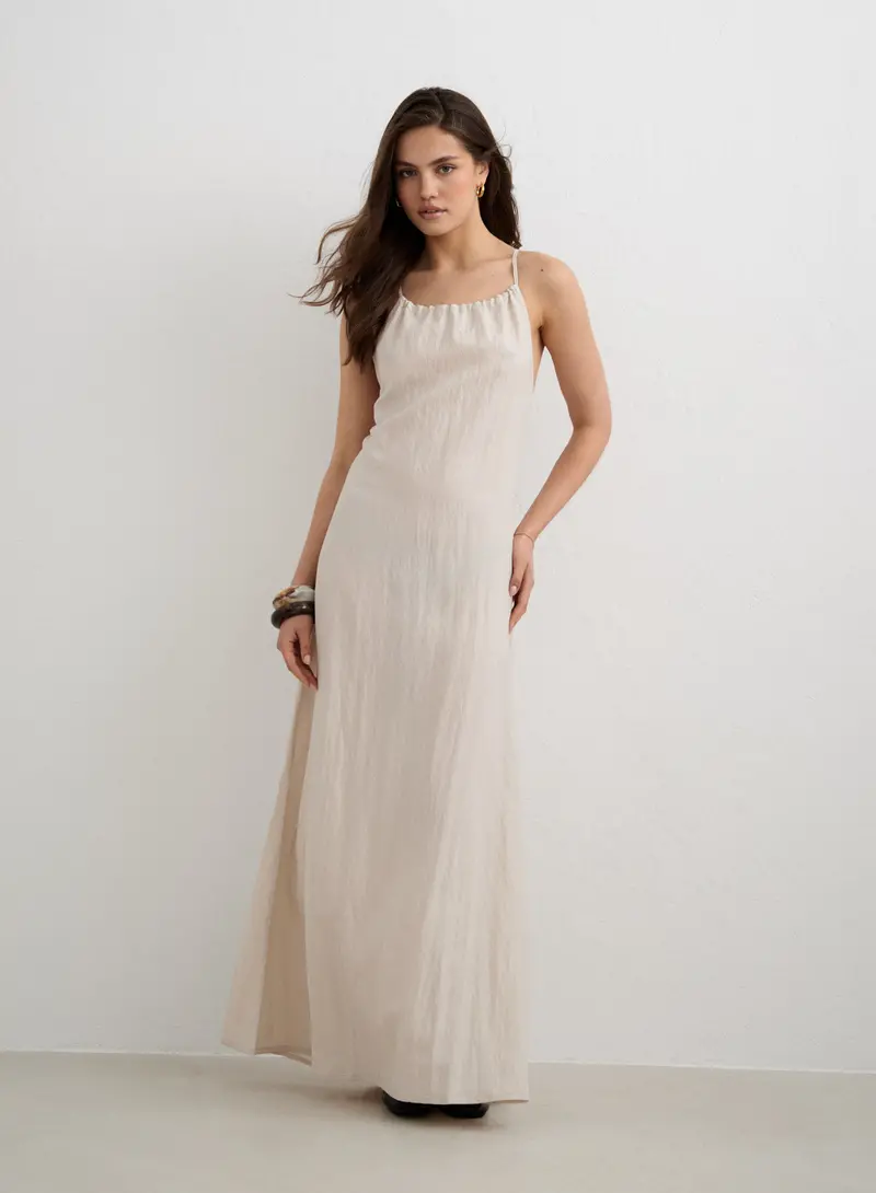 Sand Riviera Maxi Dress – Effortless Summer Elegance