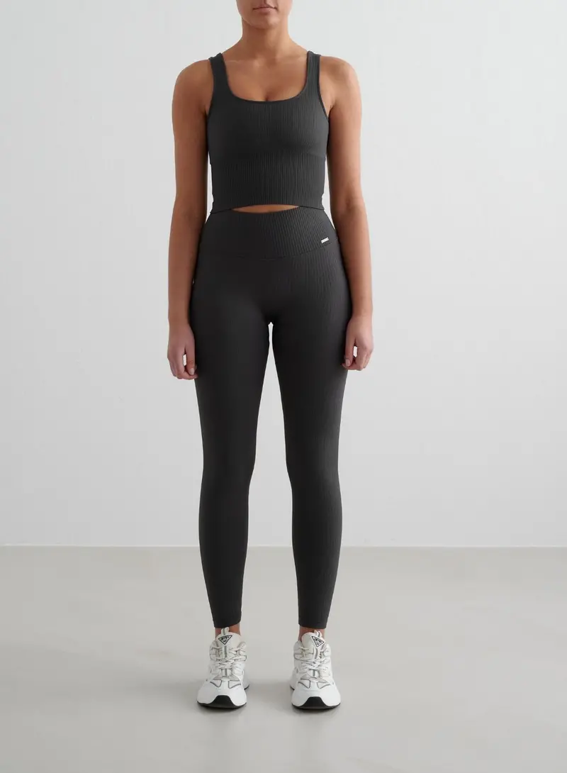 Shadow Grey Ribbed Petite-Length Leggings