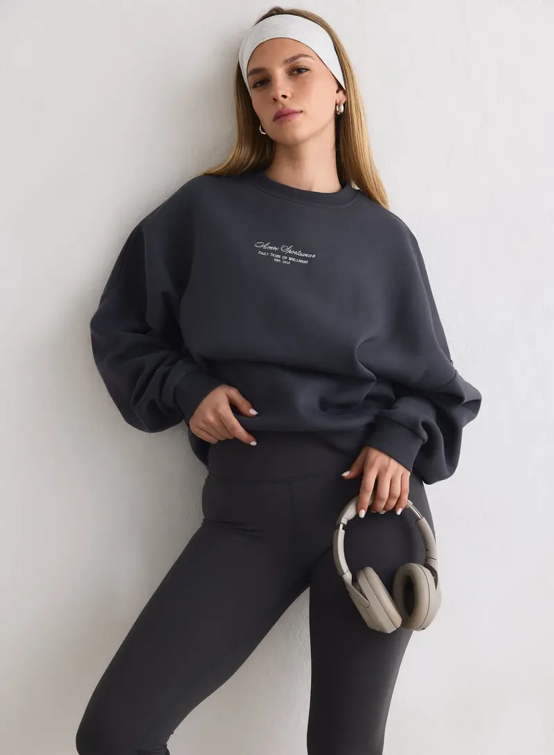 Shadow Grey Script Sweatshirt – Modern Relaxed Sweatshirt