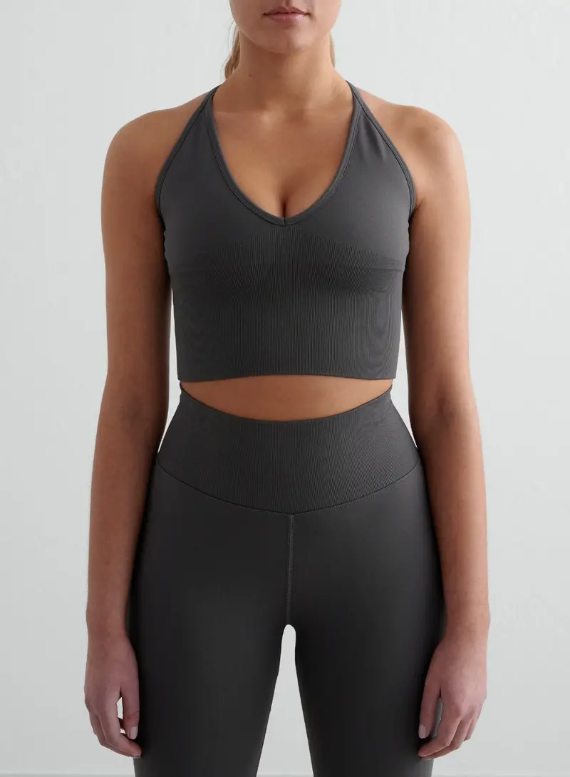 Shadow Grey Shape Seamless Cross-Back Bralette
