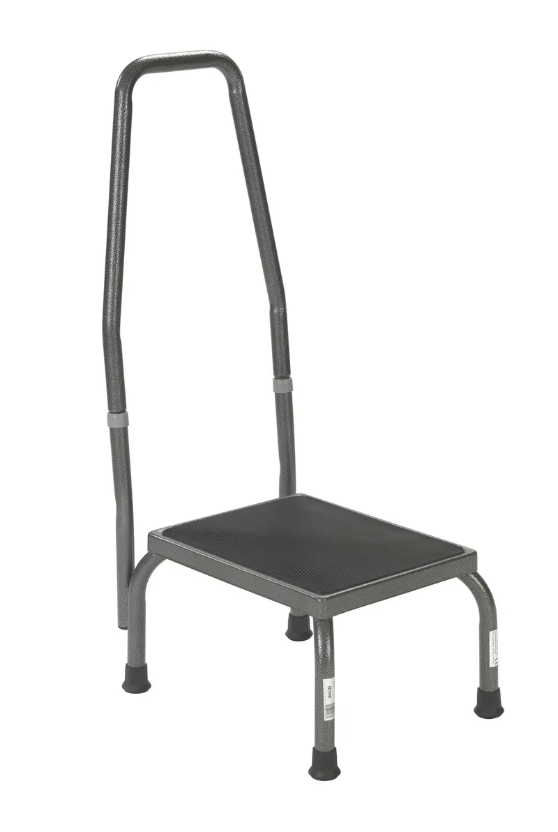Stable Footstool with Non-Skid Base and Integrated Handrail