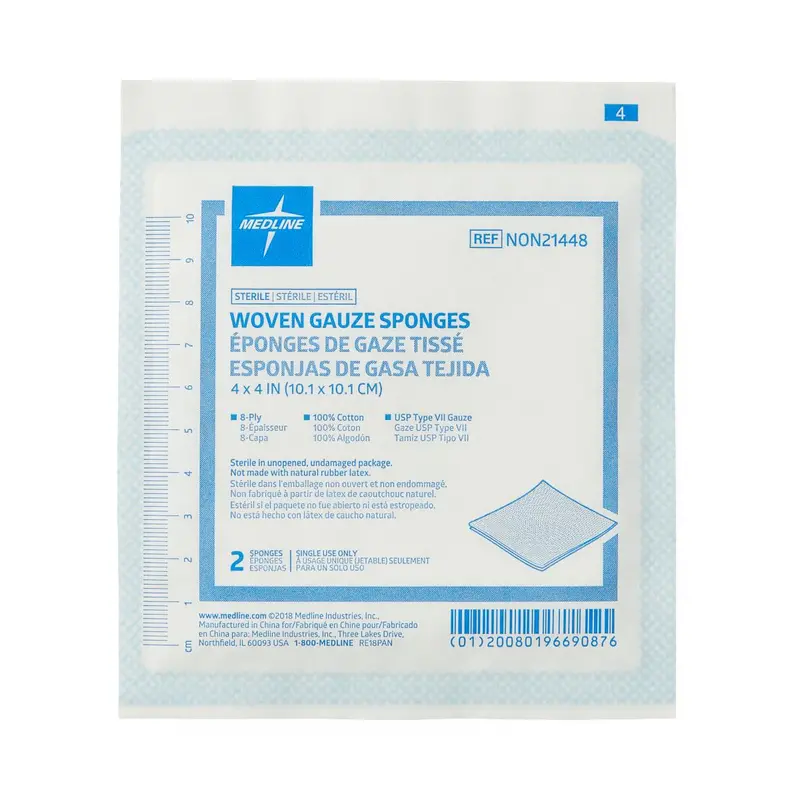 Sterile Woven Gauze Sponges, 4″ x 4″ – Box of 100