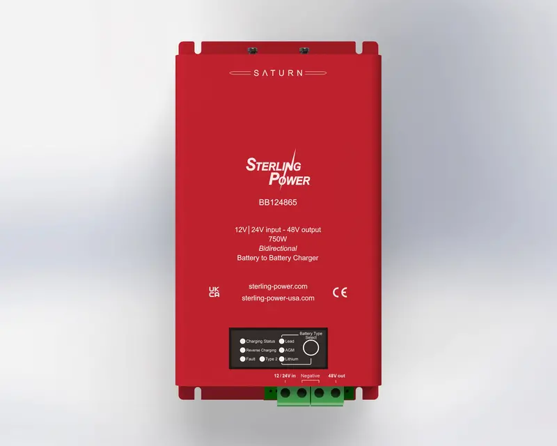 Sterling Power BB124865 12V/24V-to-48V 65A Bidirectional DC-DC Charger for Energy Storage