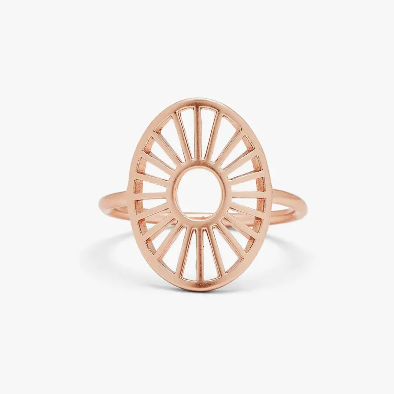 Sunburst Motif Ring – Rose Gold Finish