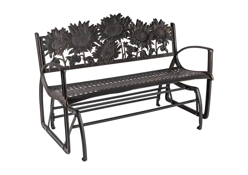 Sunflower-Theme Outdoor Glider Bench