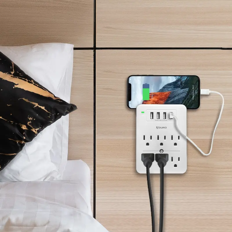 Surge Multi-Port Charging Station – 6 Outlets + 4 USB Ports, White