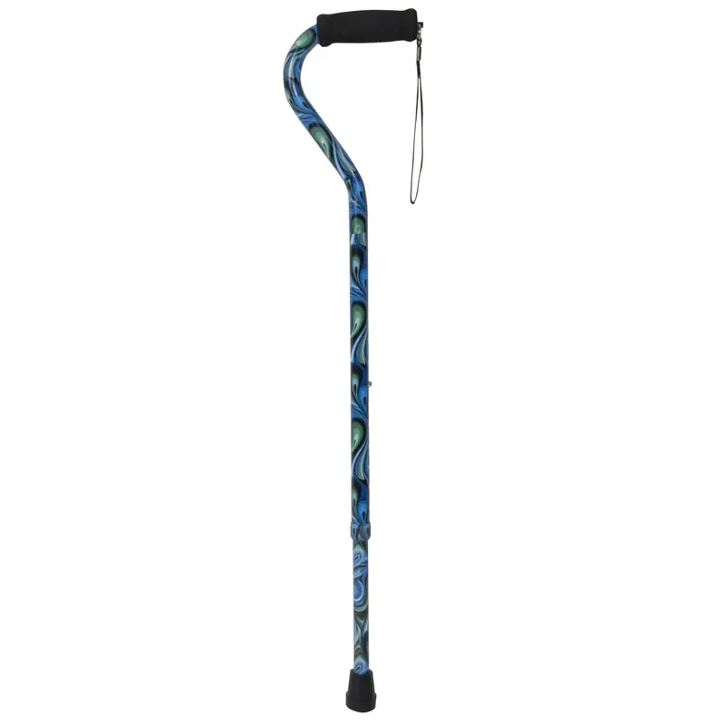 Swirl-Design Foam-Grip Offset Walking Cane – Ergonomic Support Handle