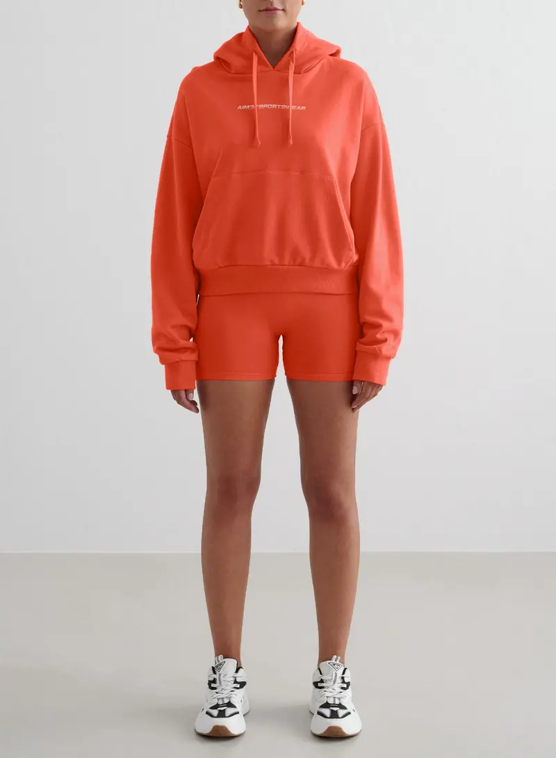 Tangerine Shape Seamless Hotpants + Chunky Terry Hoodie Set