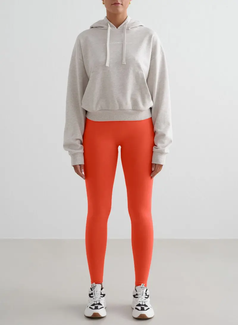 Tangerine Shape Seamless Tights + Chunky Terry Hoodie Set