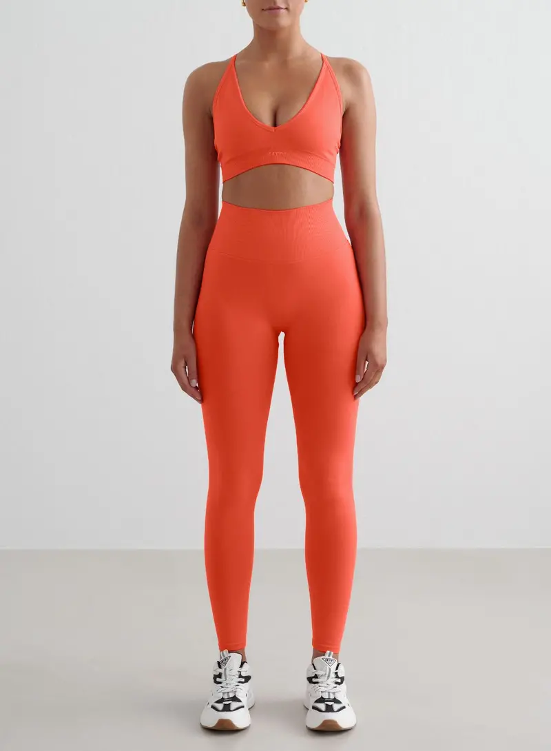 Tangerine Shape Seamless Tights + Cross-Back Sports Bra Set