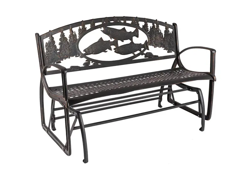 Trout-Print Outdoor Glider Bench