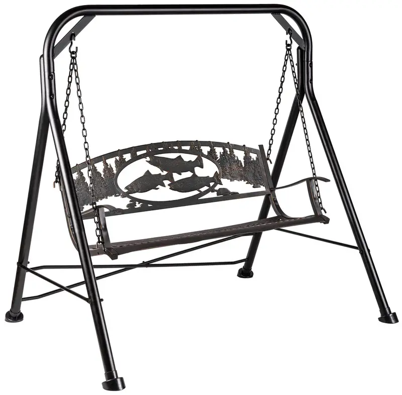 Trout-Print Outdoor Swing – Nature-Inspired Hanging Seat