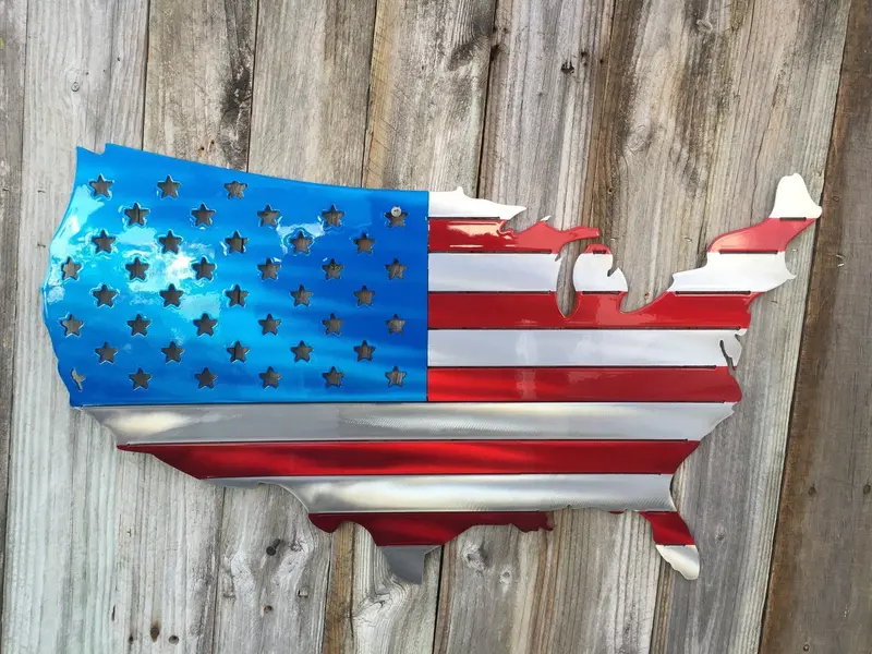 USA Map Styled as a Patriotic Flag