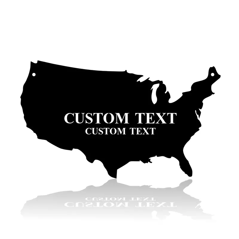 USA Outline Map Wall Art – Minimalist Geographical Design with Custom Text Option