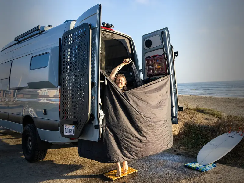 VANNON Adjustable Shower Curtain for Overlanding Setups