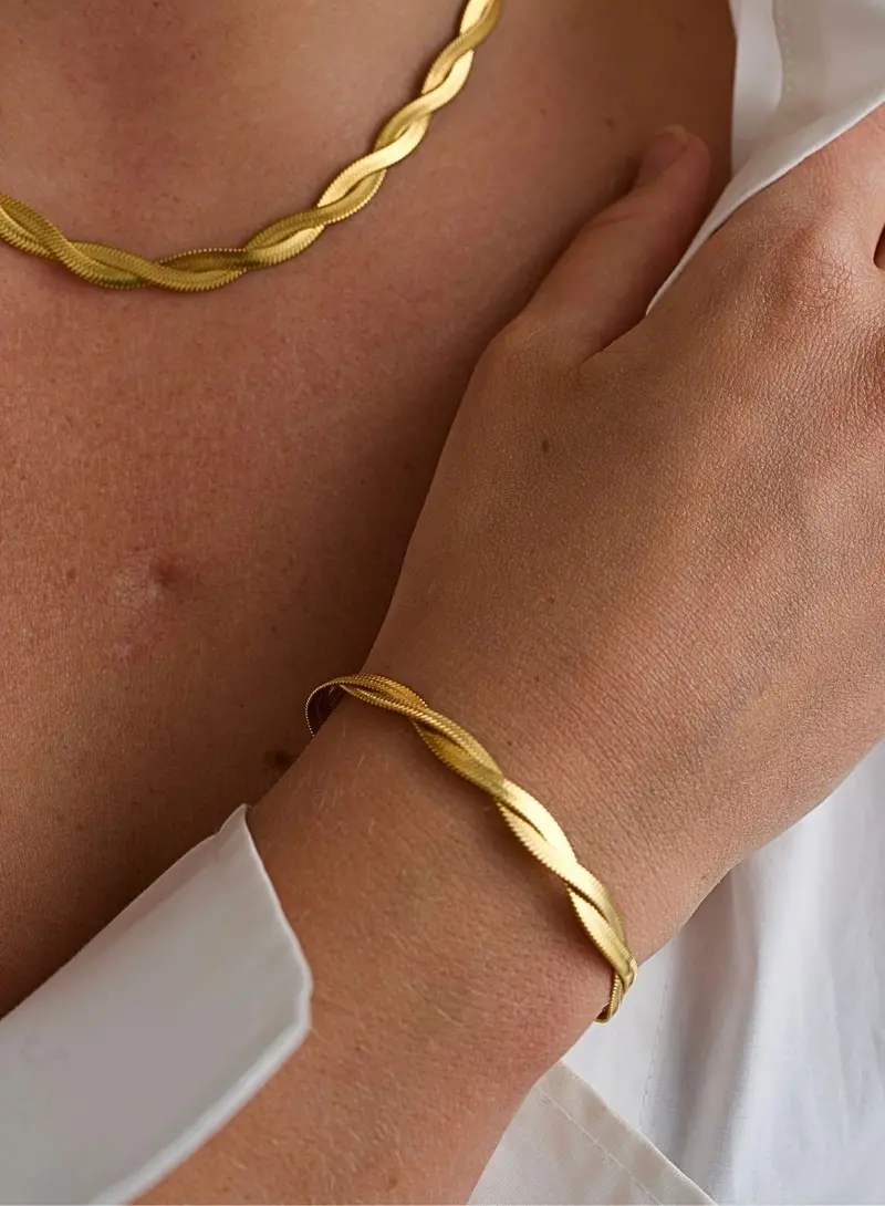 Waterproof Braided Bracelet in Metallic Finish