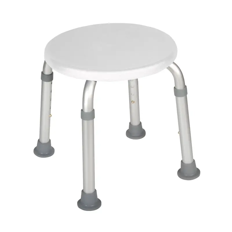 White Adjustable-Height Bath Stool with Stable Base
