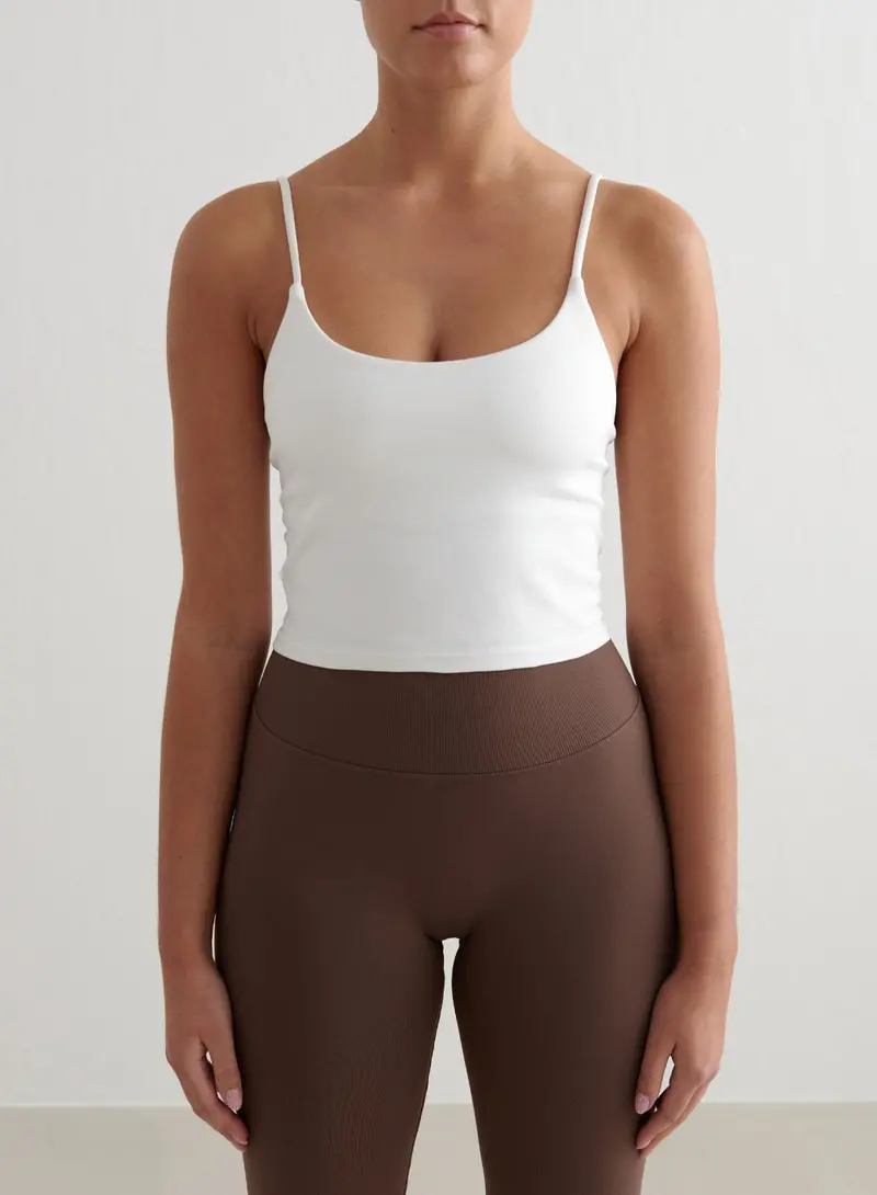 White Seamless Strap Singlet – Minimalist Fitness Top
