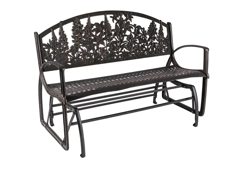 Wildflower-Themed Outdoor Glider Bench